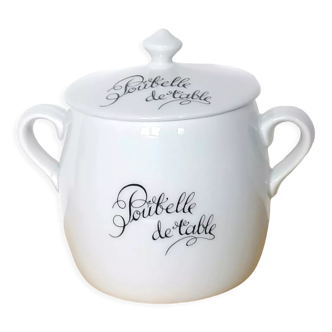 Poubelle de table Pillivuyt porcelaine blanche