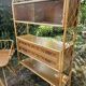 Rattan bamboo display shelf + vintage desk from the 50s-60s-70s.