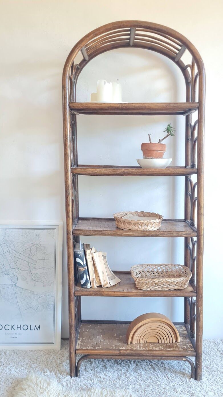 Vintage rattan library from the 70s