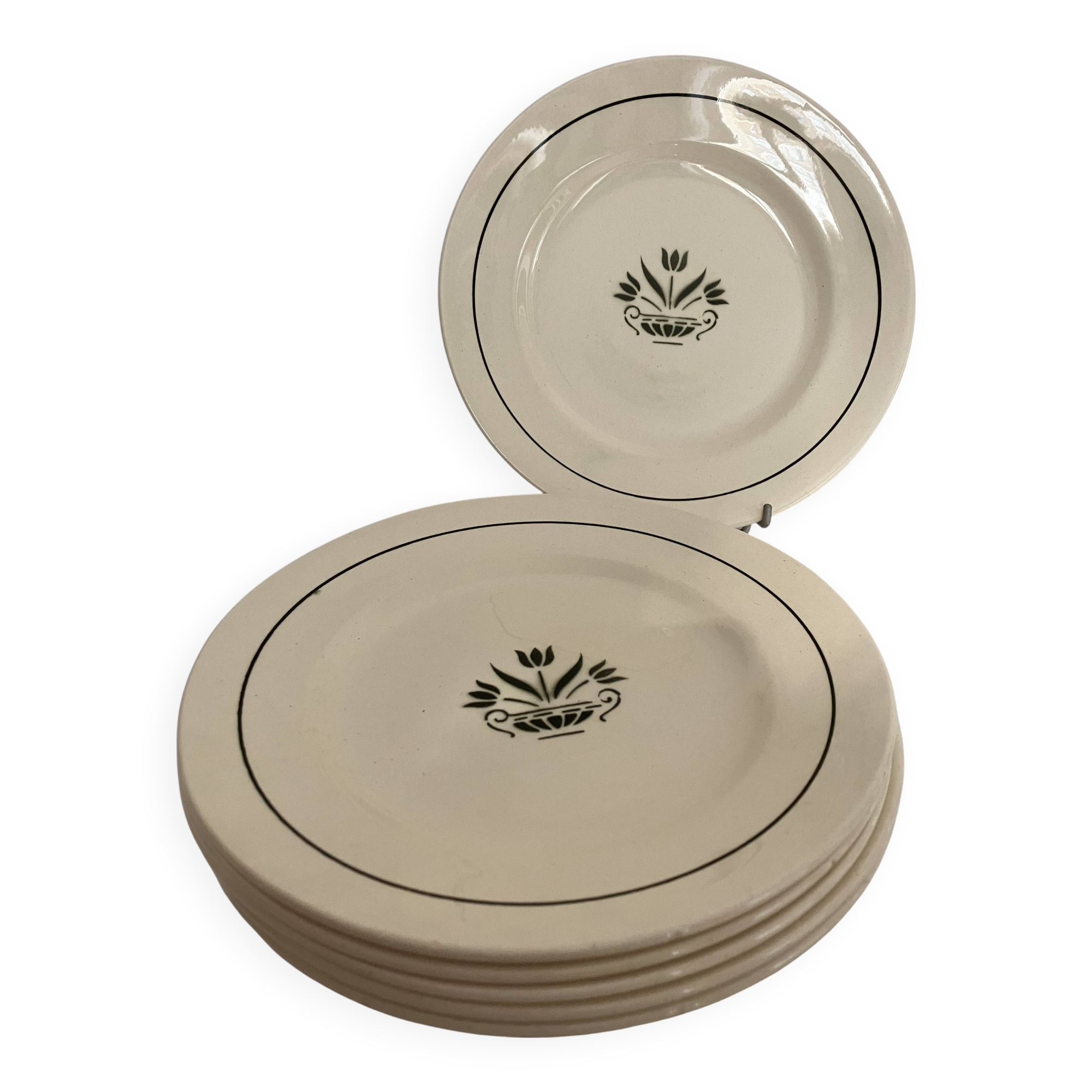 6 flat plates, Marnoz model - E.Charbonnier Salins