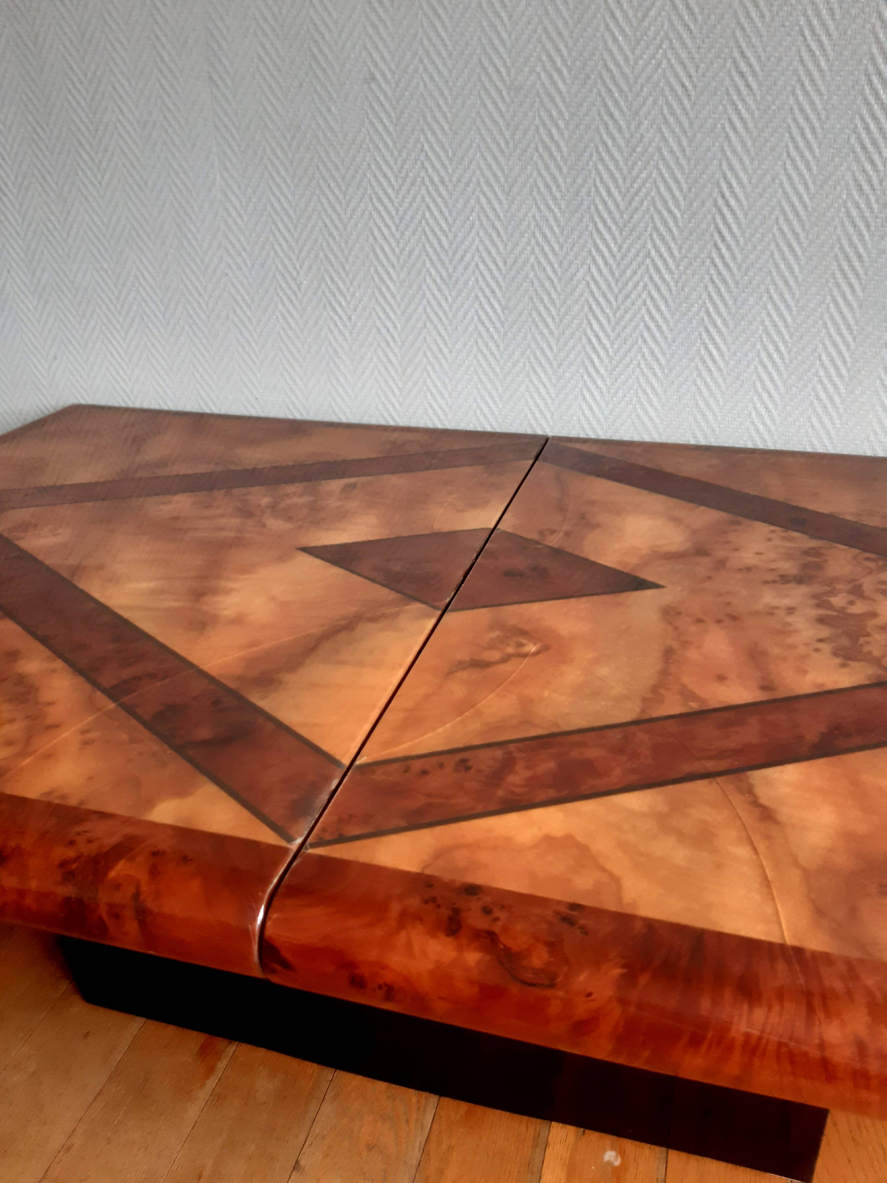 1970s Elm Burl Bar Coffee Table