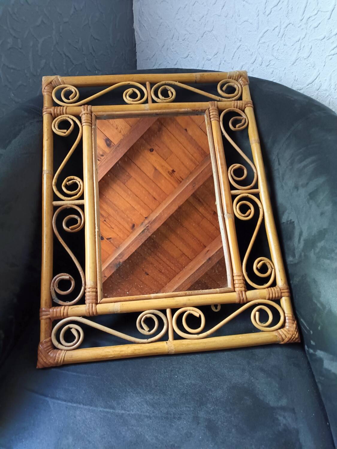 Vintage bamboo mirror