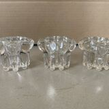 Set of 3 old glass candlesticks