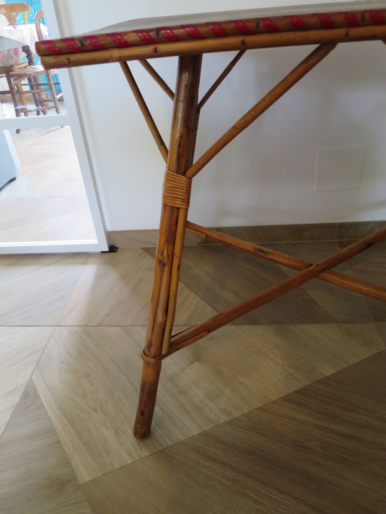 Wooden, bamboo and rattan game table, 1960s