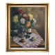 Large still life painting oil on canvas HST flowers wine