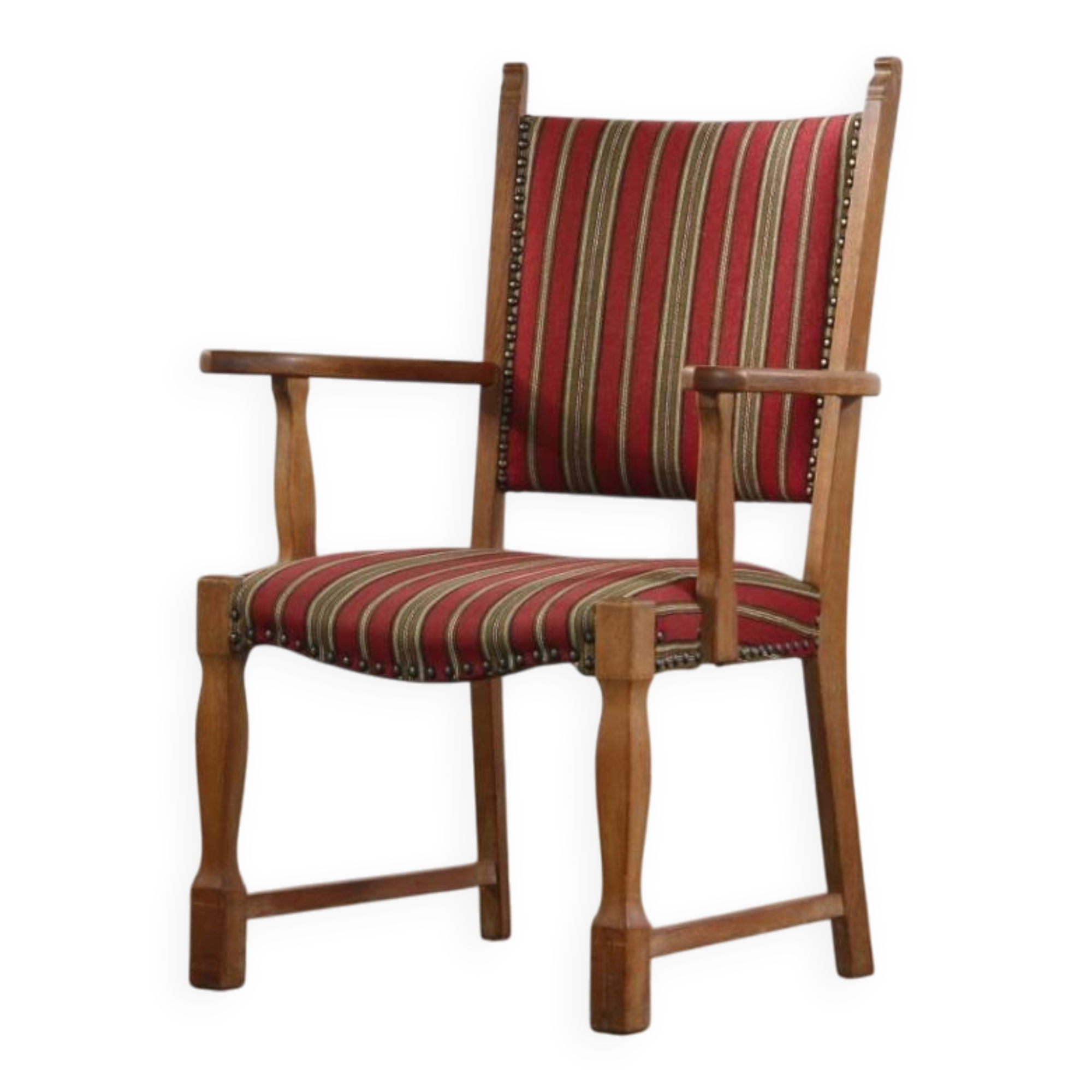 Vintage Danish Brutalist Oak Armchair in the style of Henning Kjærnulf, 1960s