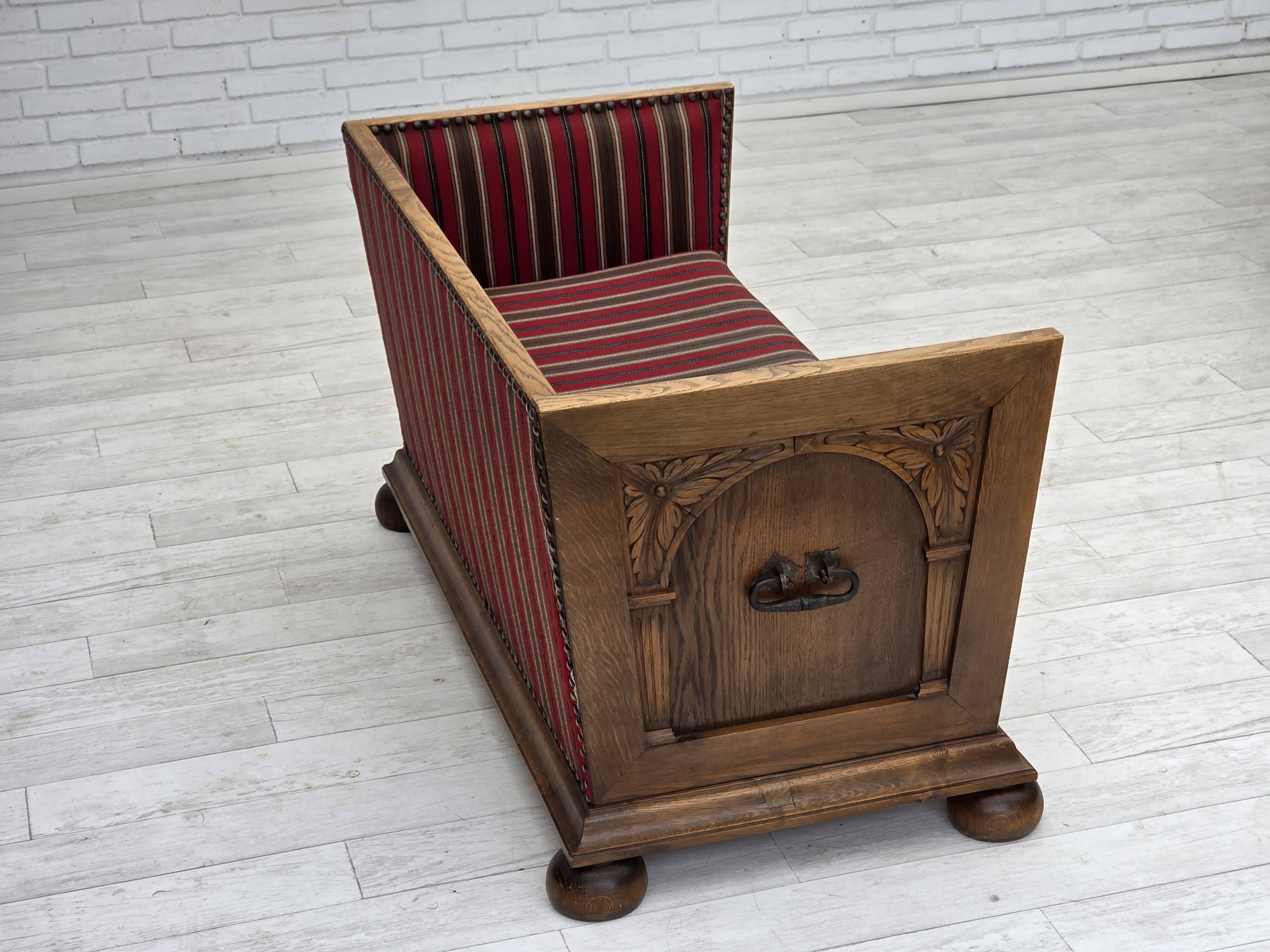 1960s, Danish 2-seater sofa, original condition, furniture wool, oak wood.