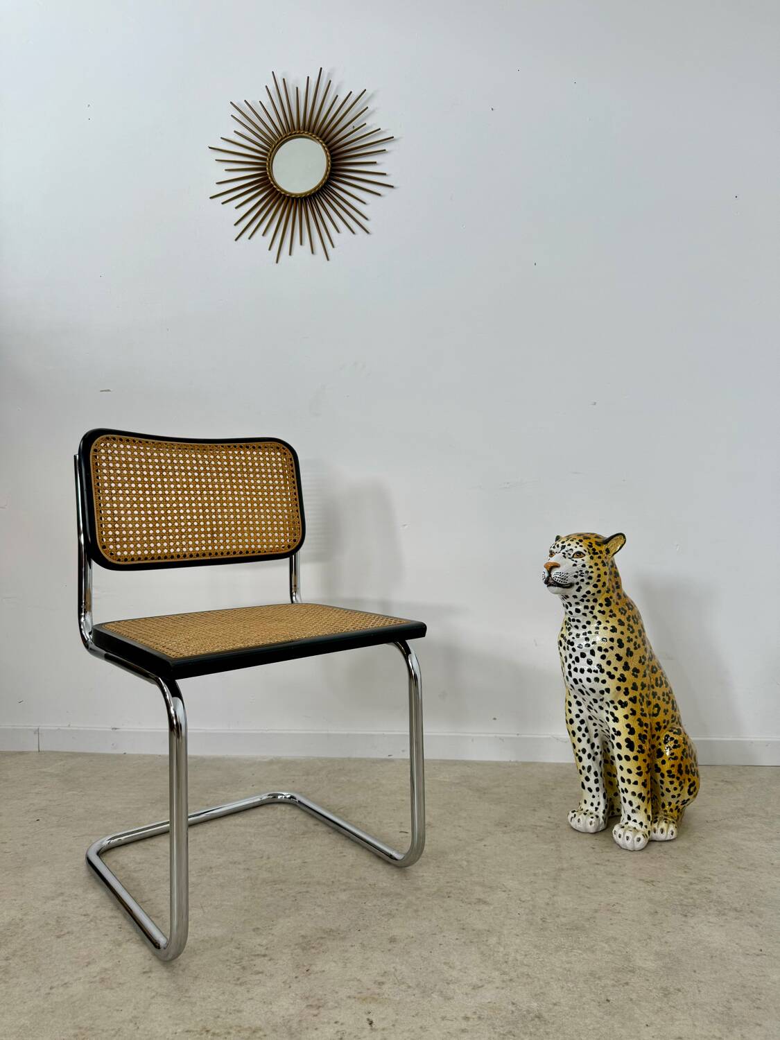 Antique terracotta leopard sculpture from the 70s vintage Italian design