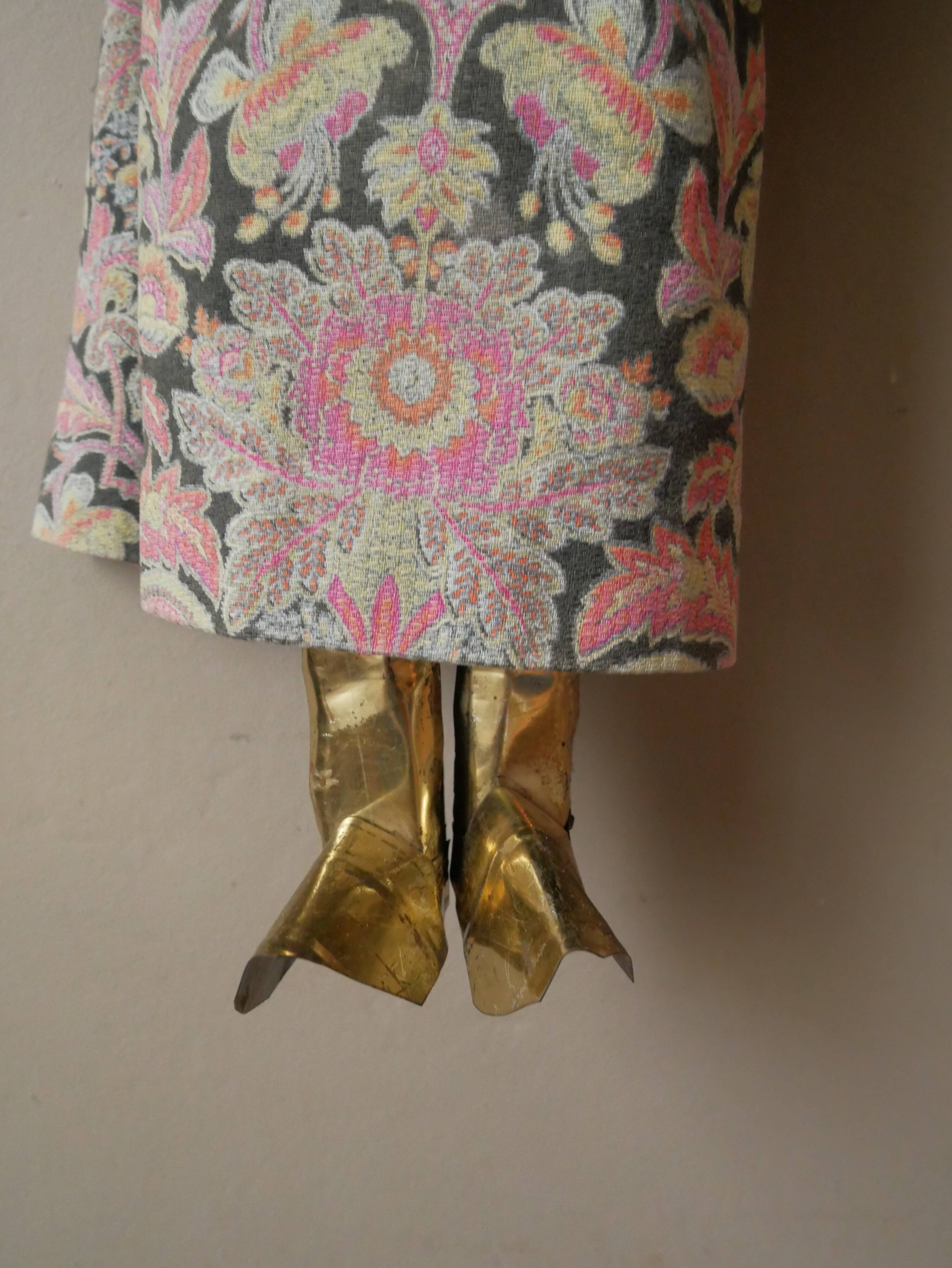 Old Turkish decorative puppet in wood and gilded metal, old toy, handcrafted