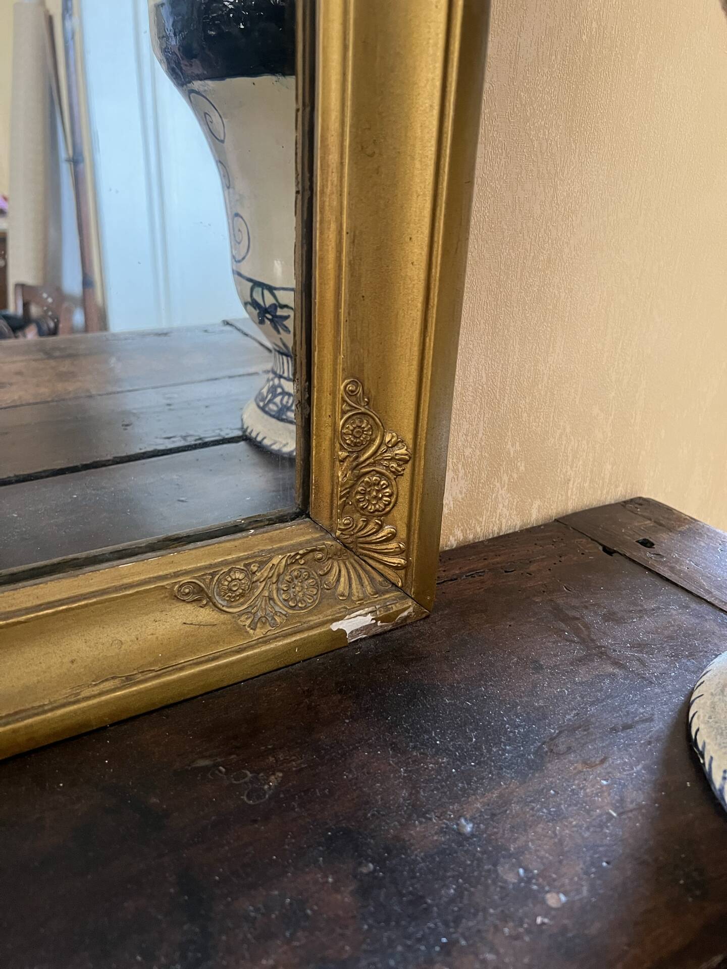 Large antique mirror in the Napoléon III style.