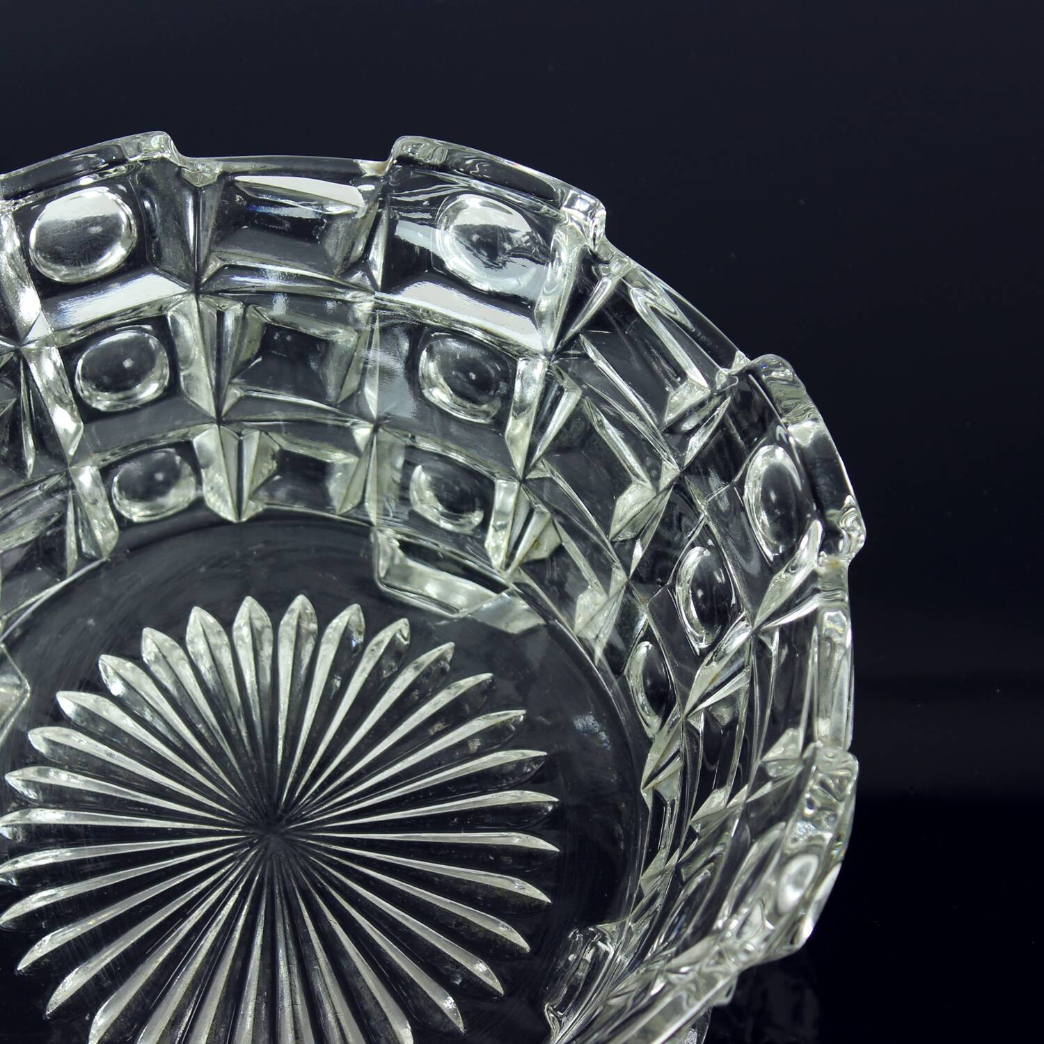 Set Of Two Art Deco Pressed Glass Bowls By Libochovice, 1930s