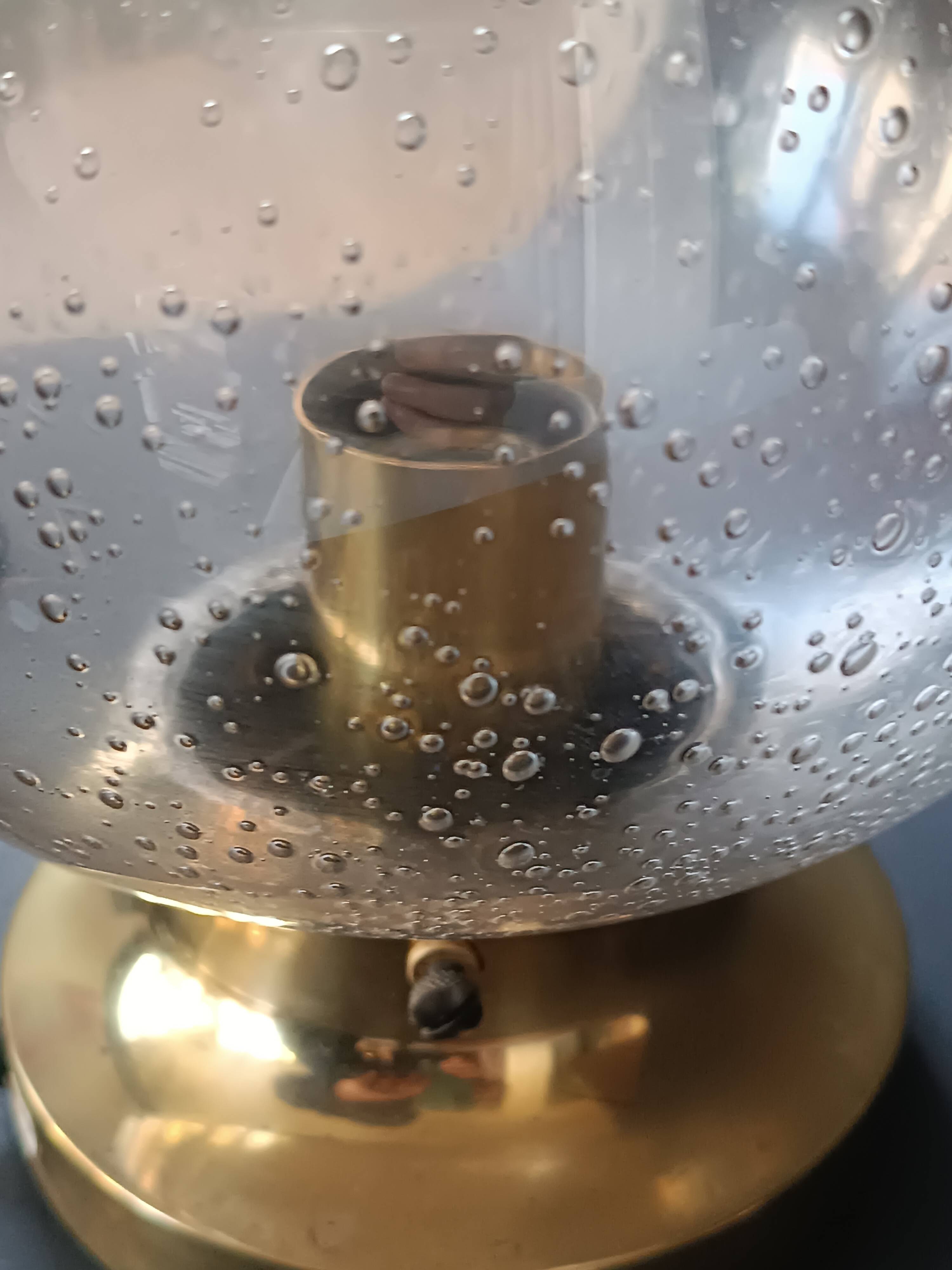 Vintage Limberg table lamp in bubbled glass and brass base
