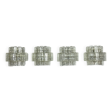 Vistosi manner, set of four large clear murano glass elements sconces. Italy 1970s