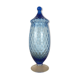 Italian jar blue Empoli glass, bathroom pot