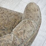 1970s, Danish 3 seater curved sofa, original multicolor furniture fabric.