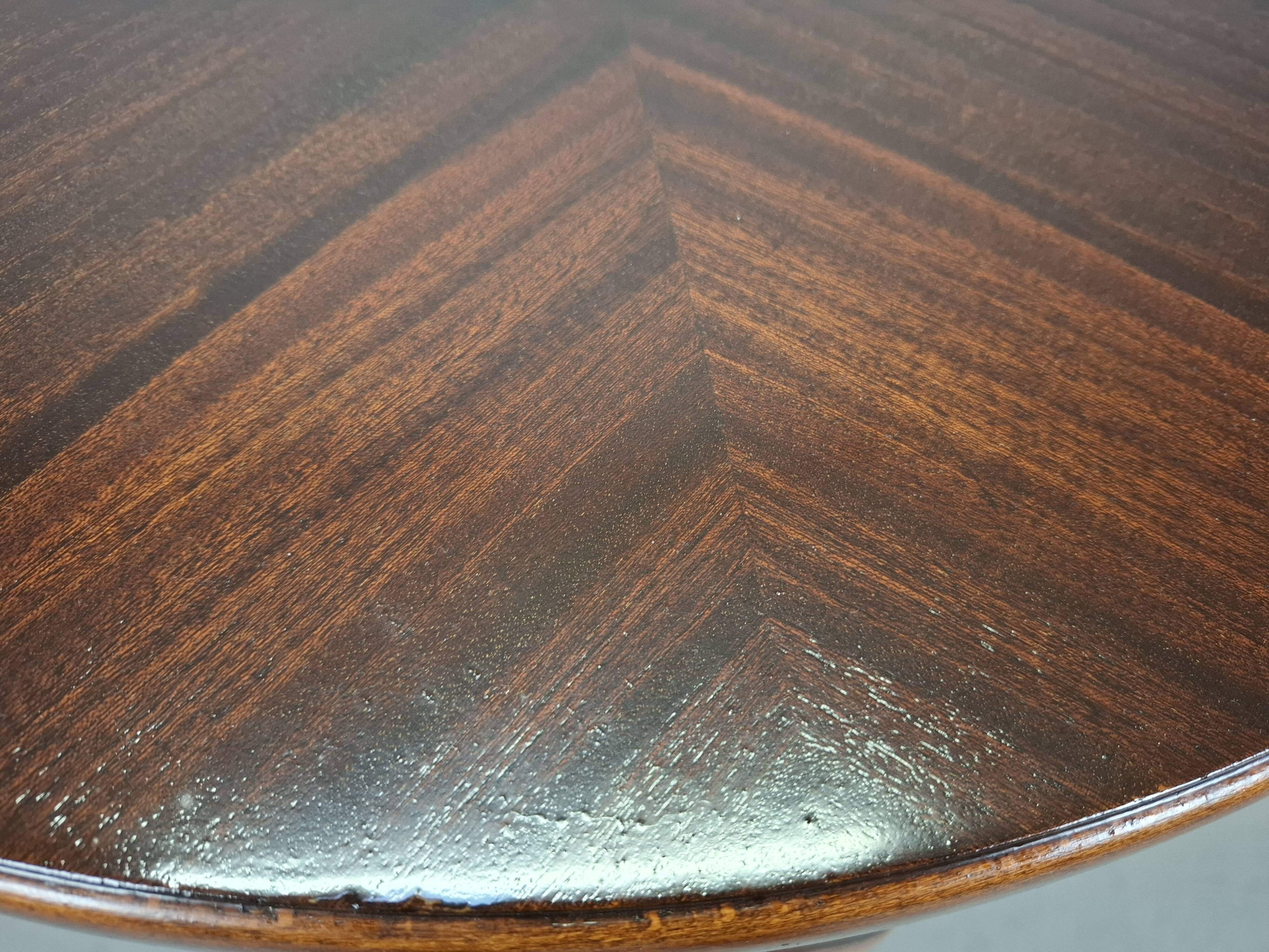 1930s Czechoslovak Art Deco Round Table in Wood and Veneer
