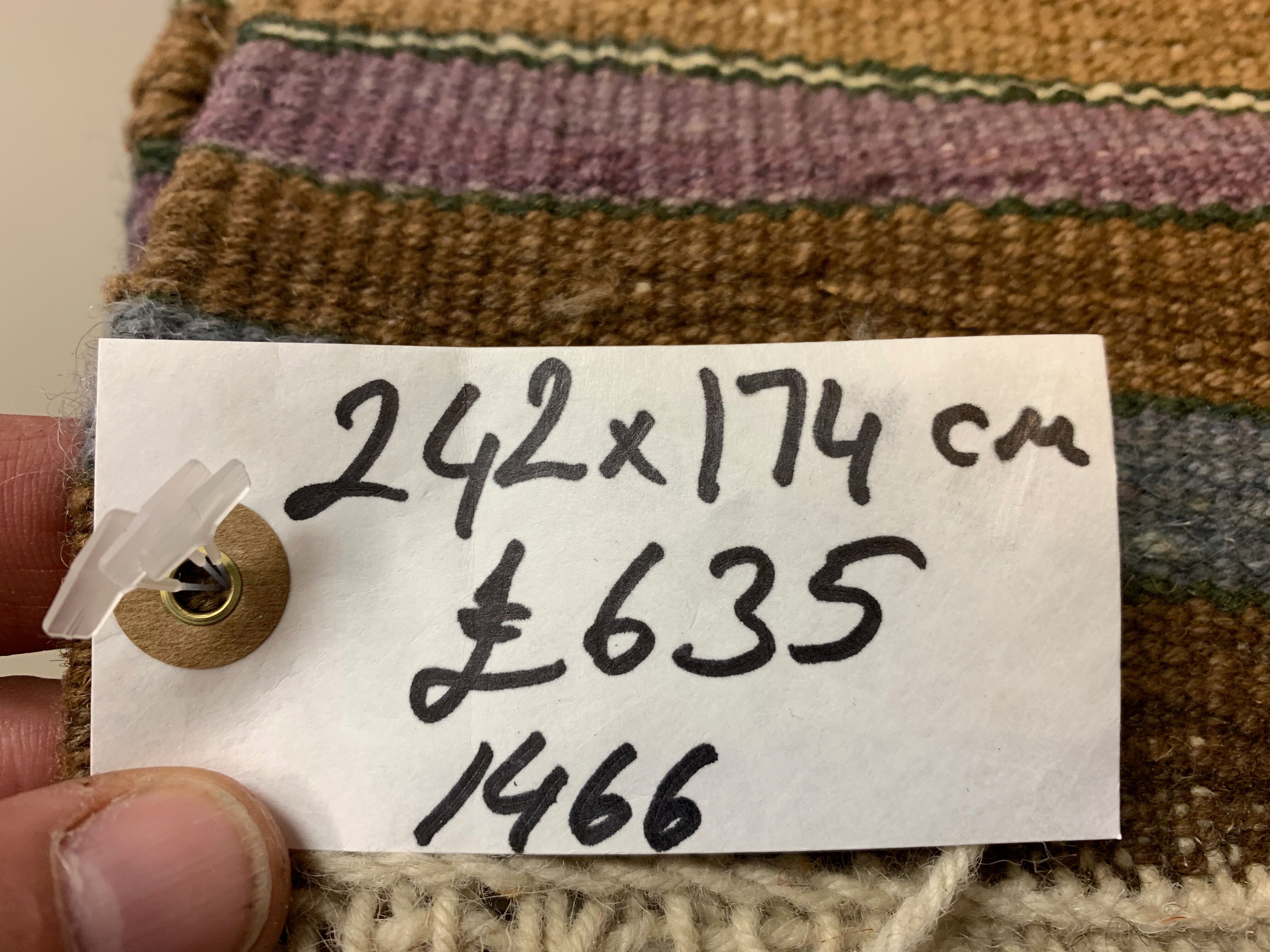 Vintage Turkish Kilim  242x174 cm Kelim Rug, Wool, Large Brown, Beige, Purple