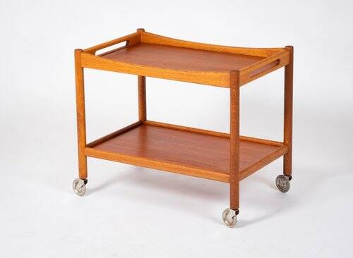 Chariot de bar danois moderne du milieu du siècle par Hans J. Wegner pour Andreas Tuck, années 1950.