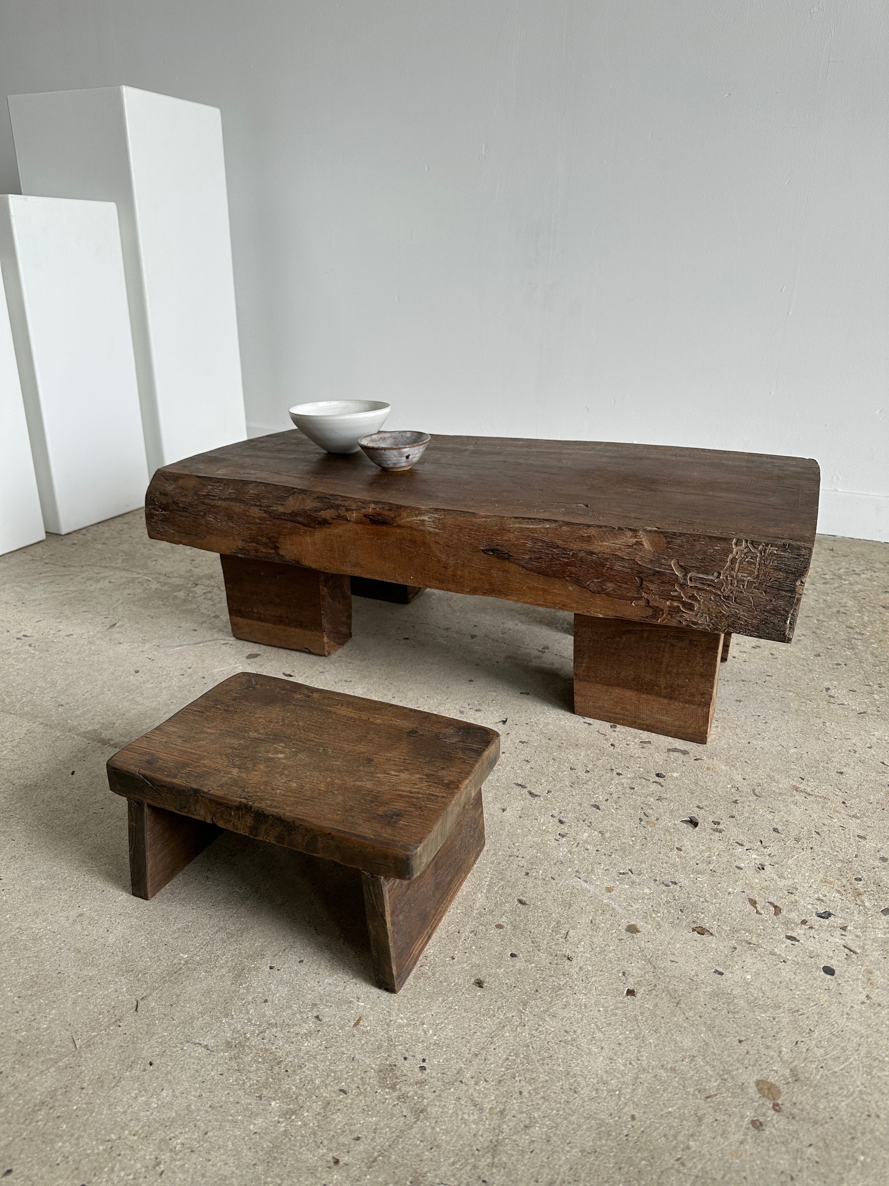 Asian solid wood quadripod brutalist coffee table H30 L81 l42