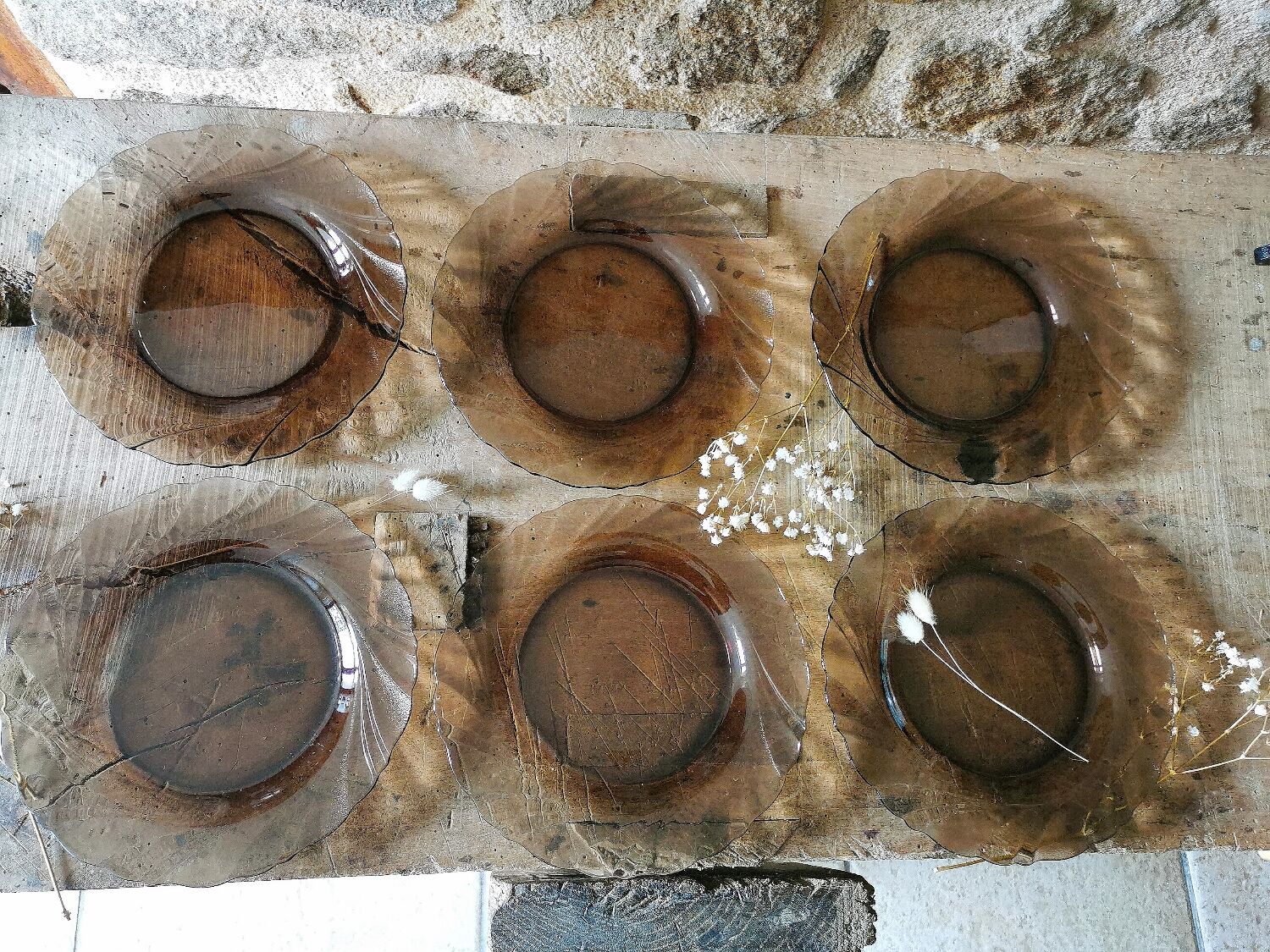 Duralex dessert plates, Smoked glass