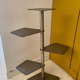 Modernist vintage side table, brushed chrome metal, France 1970