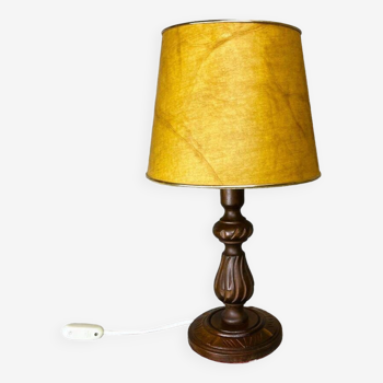 Portuguese rustic carved wood table lamp