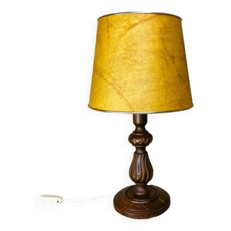 Portuguese rustic carved wood table lamp