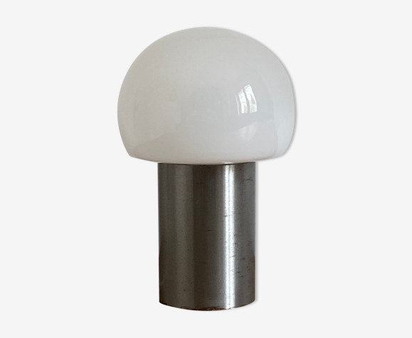 Lampe champignon, inox et opaline, 1970