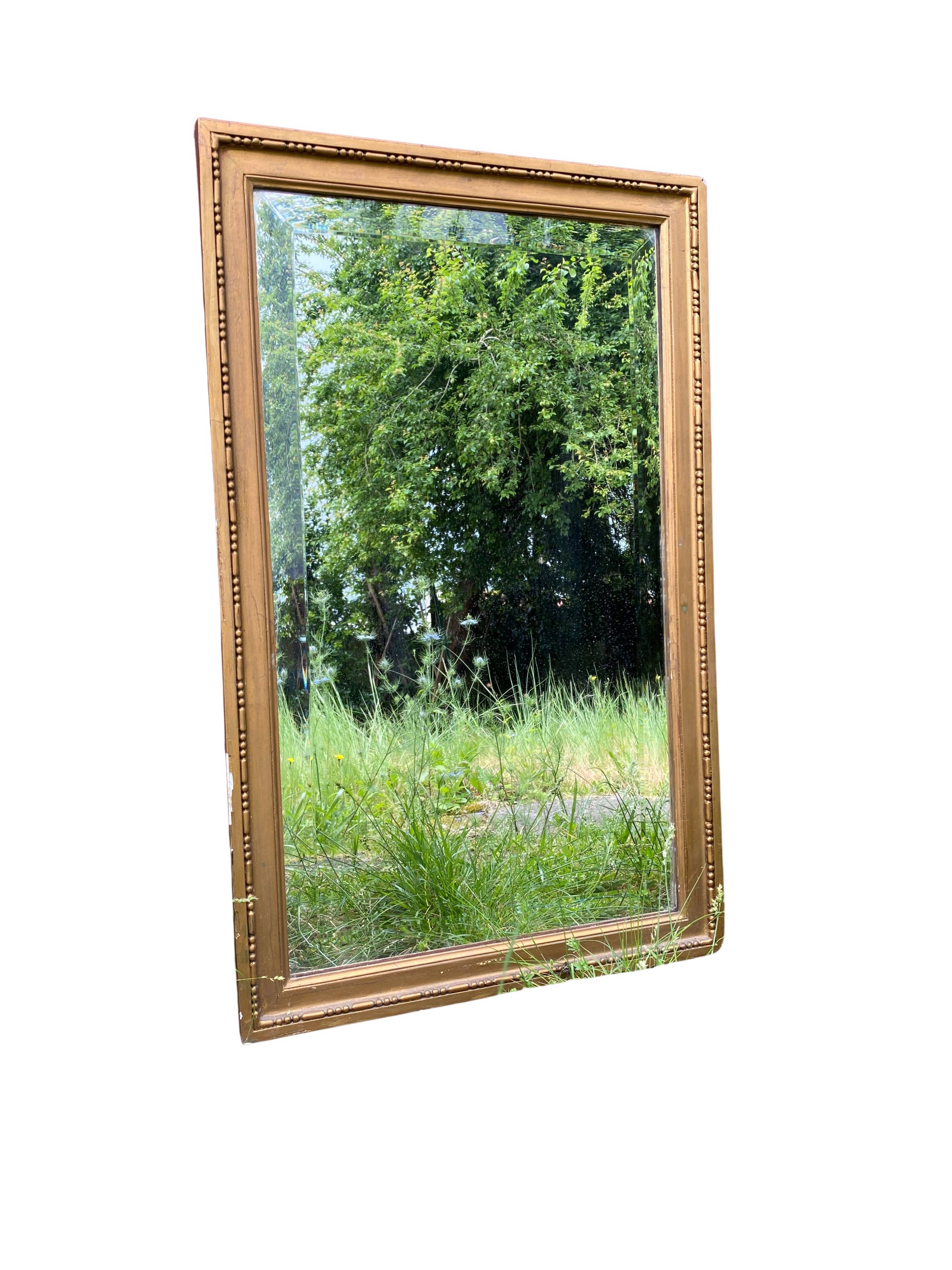 19th Century Beveled Gilded Wood Mirror in Louis XVI Style – 45 x 72 cm