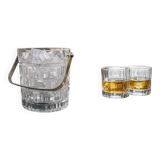 Vintage glass ice bucket with metal handle – 1960s bar style