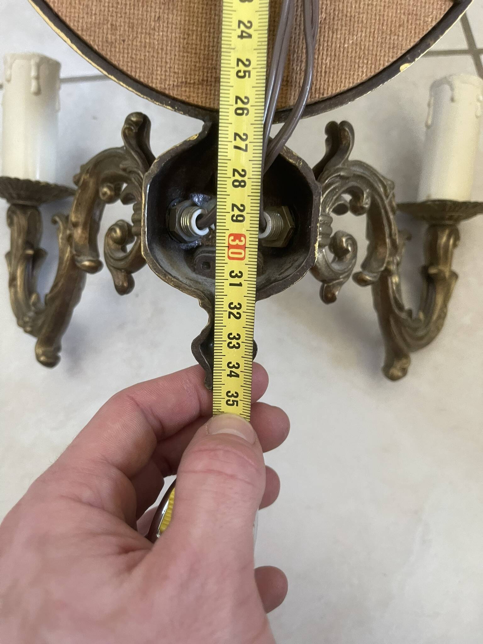 Wall Mirror Sconce Golden Pediment Candle Holder Chandelier France Louis Style