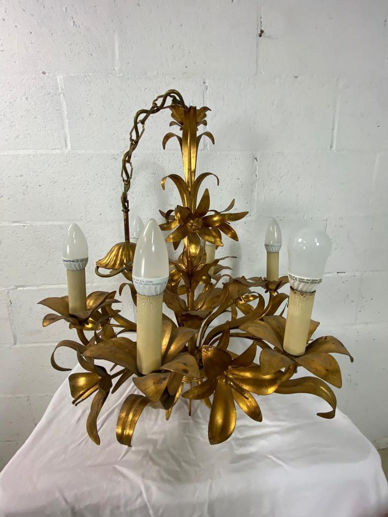 Vintage "golden" pendant lamp / flower chandelier