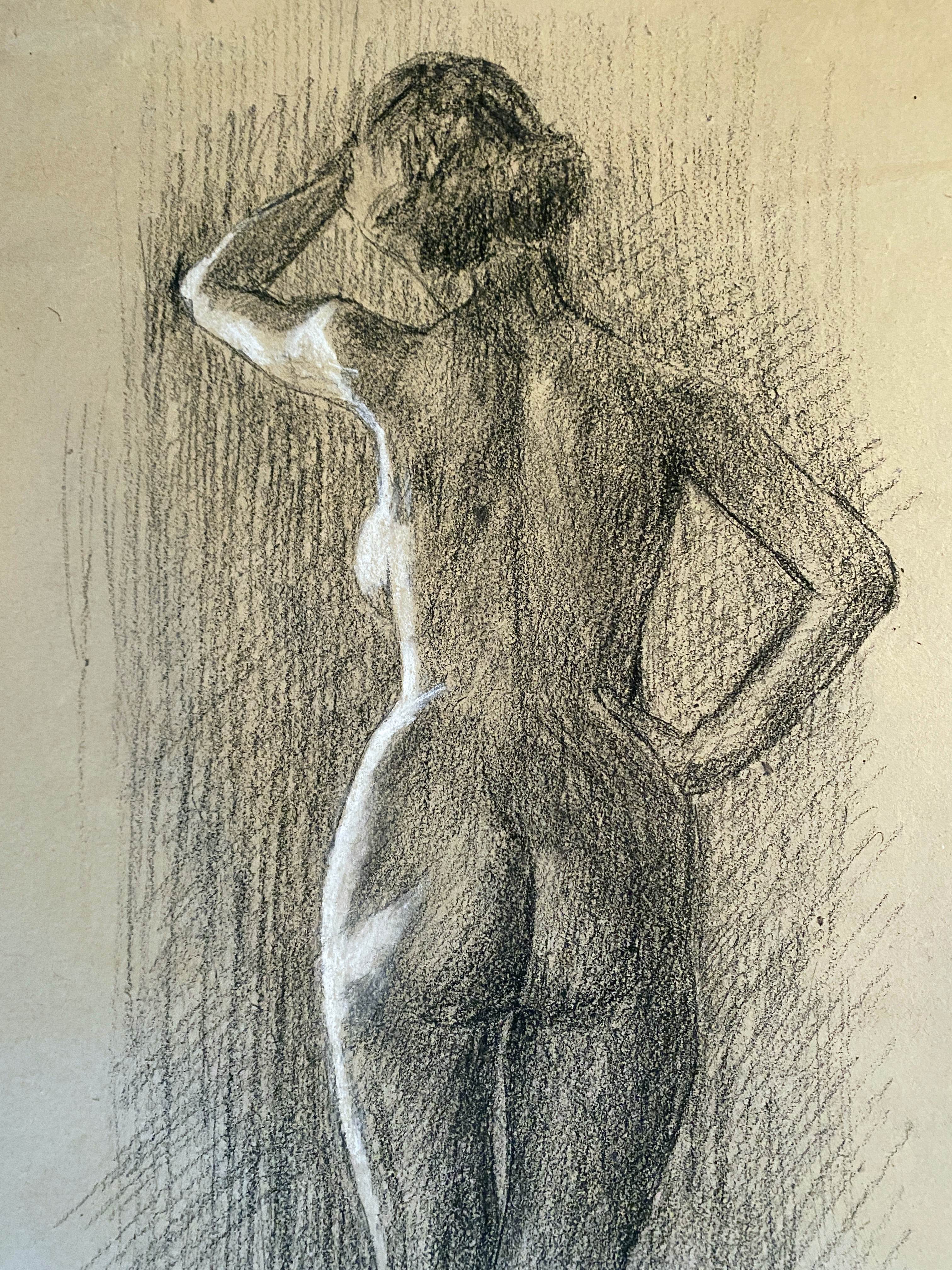 Painting "Nude of a woman" enhanced academic drawing dating from 1911