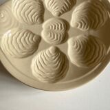 Set of 6 plates fish with oysters in ivory faience 1960