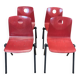 Set of 4 Galvanitas S30 raspberry red / gray steel chairs from the 70s