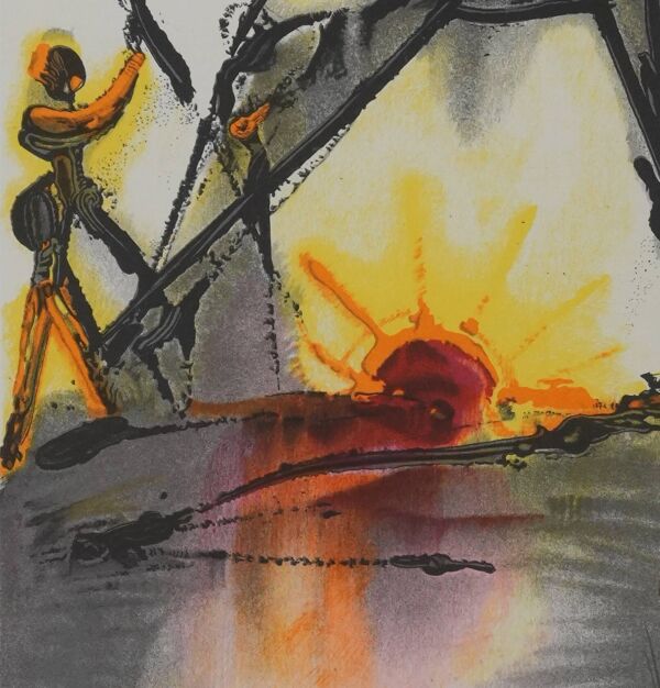 Salvador Dali : Les chevaux, le cheval de labeur, lithographie signée