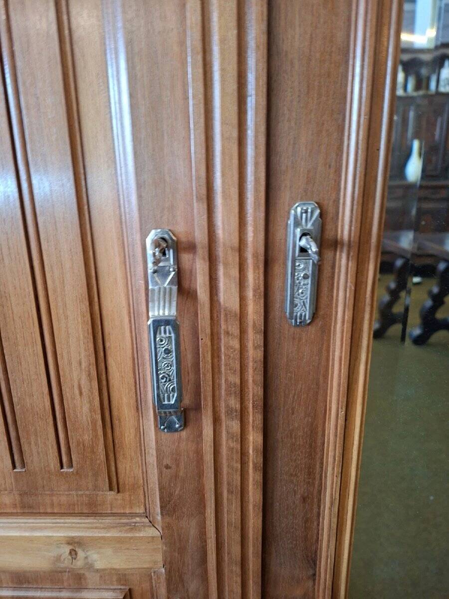 Louis XVI style wardrobe in solid walnut wood.