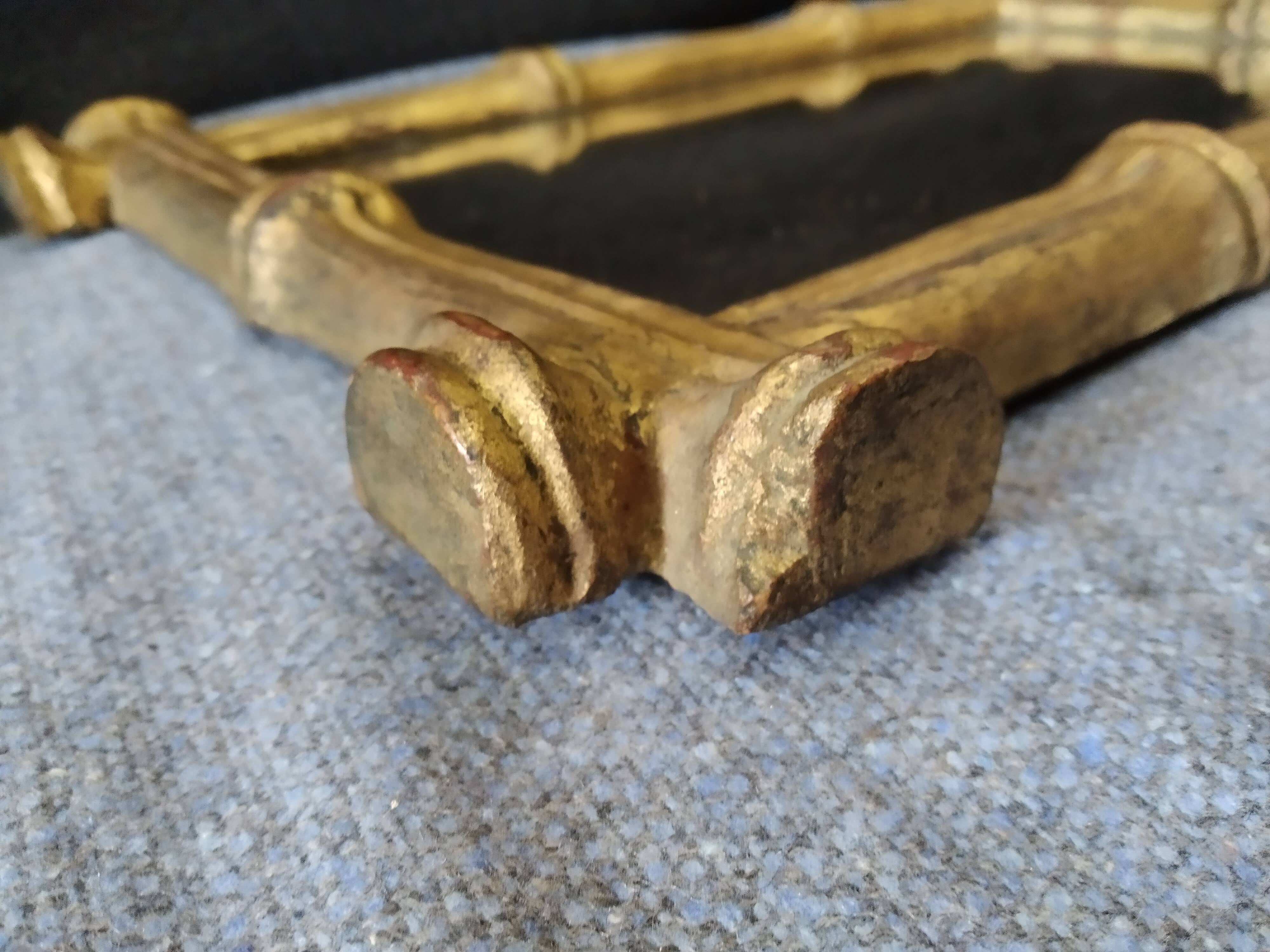 old mirror imitation bamboo gold papier-mâché  43 cm X 28, 5 cm