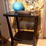 Art Deco style side table, console table on wheels, black varnished wood, 1940