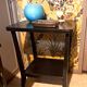 Art Deco style side table, console table on wheels, black varnished wood, 1940