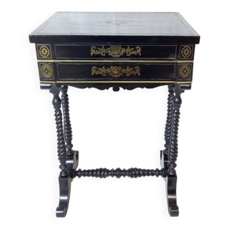 Napoleon III Work Table with Brass Marquetry
