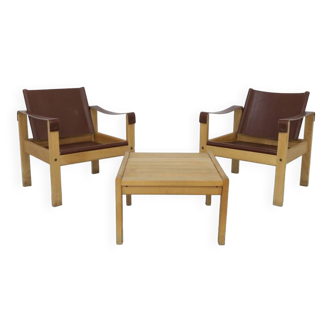 Safari Lounge Chair set in Leather by Escriba Brazil