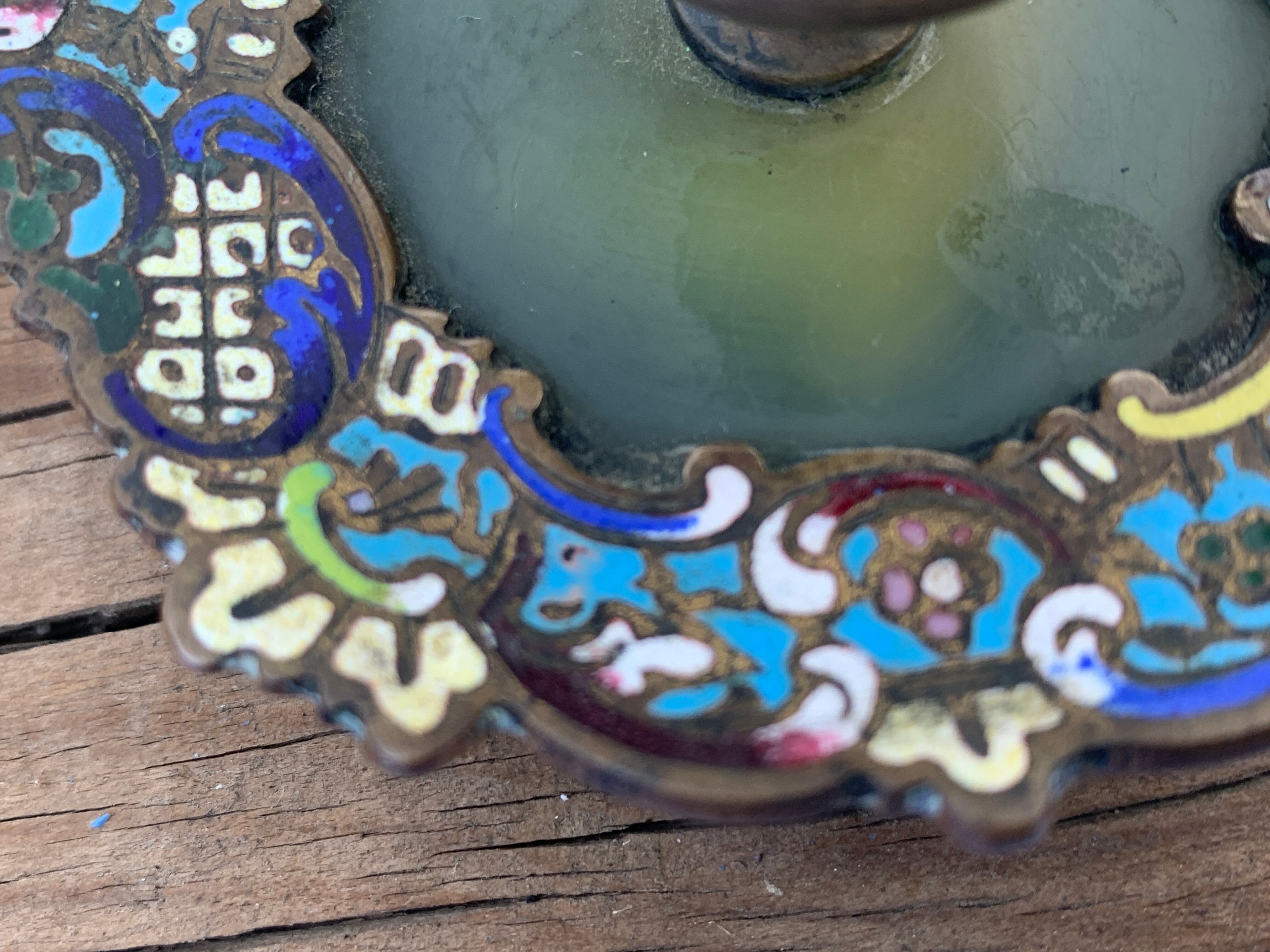 Bronze inkwell, cloisonné enamels, Napoleon III era