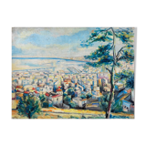Marine painting "Mediterranean Port" post cubist signed P. Castille Orientaliste