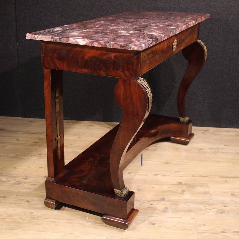 19th century Italian Empire style console table with marble top