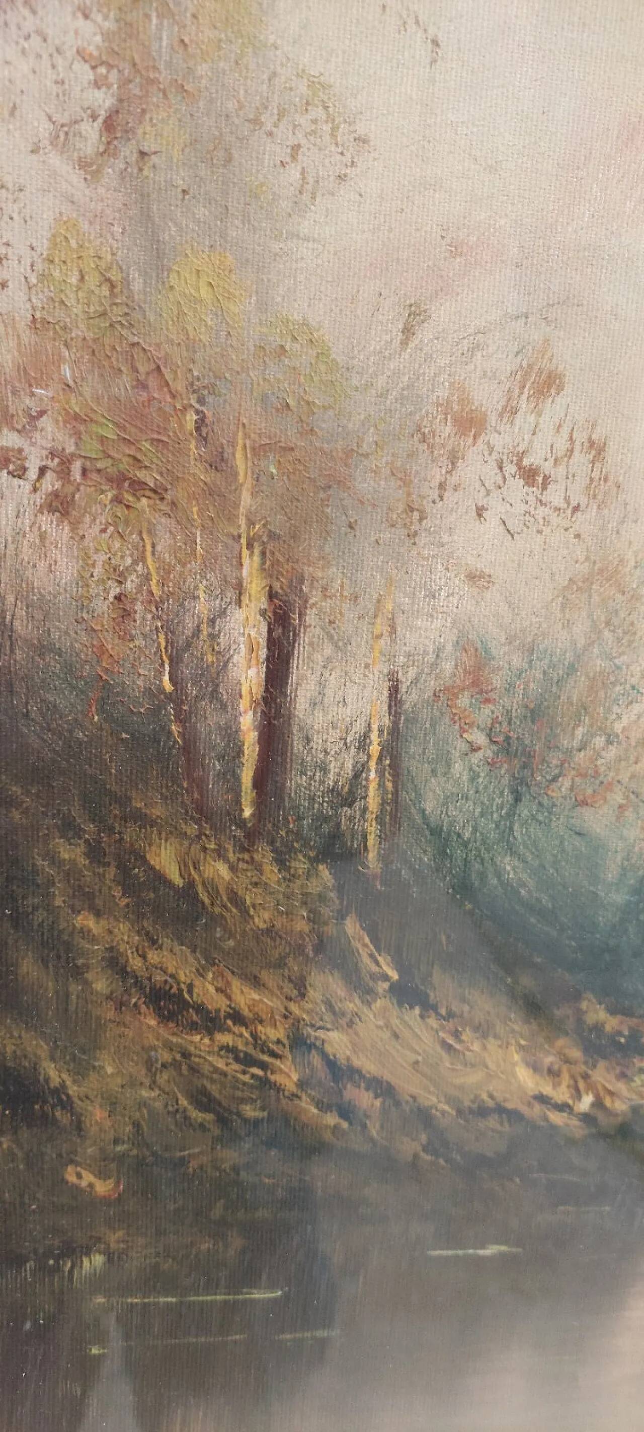 Paysage huile sur toile, fin du 20ème siècle