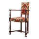 Antique oak Louis XIII style chair with floral upholstery, France ca. 1890