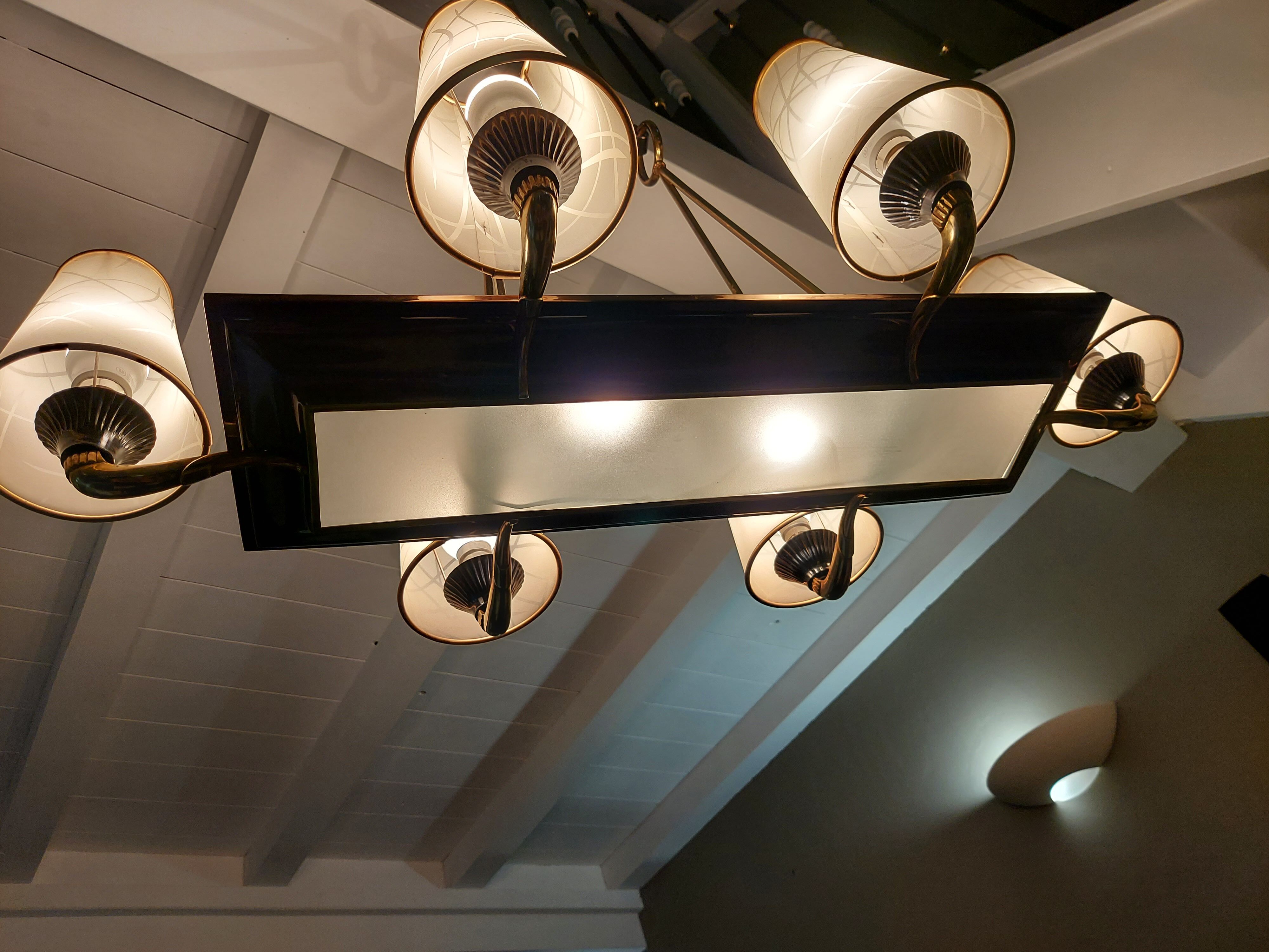 Vintage chandelier art deco 8 fires 1950