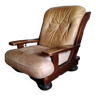 Fauteuil cuir et bois