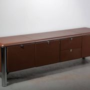 No. 3076 credenza extension in Vitello leather from the Pfister Executive Office Collection for KnollStudio. Circa 1988
